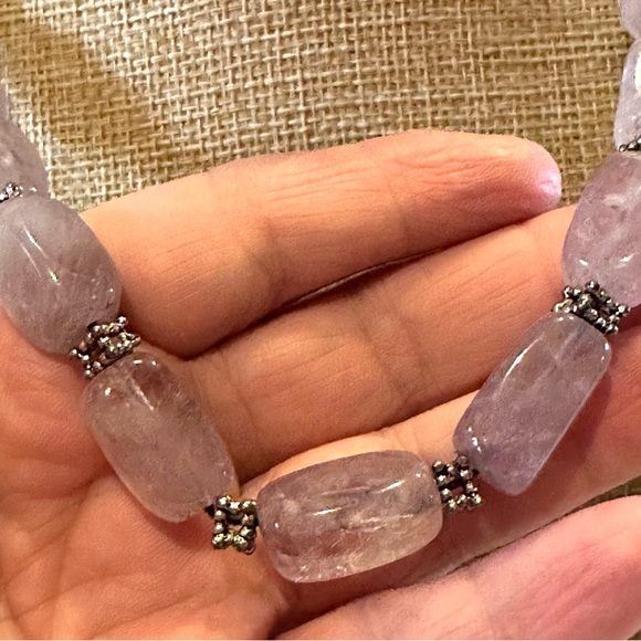 Gorgeous Amethyst Gemstone Necklace- genuine bead stones w/ silver tone spacers - Picture 8 of 11